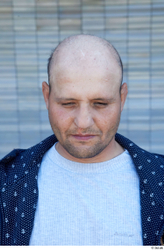 Man White Casual Chubby Bald Street photo references
